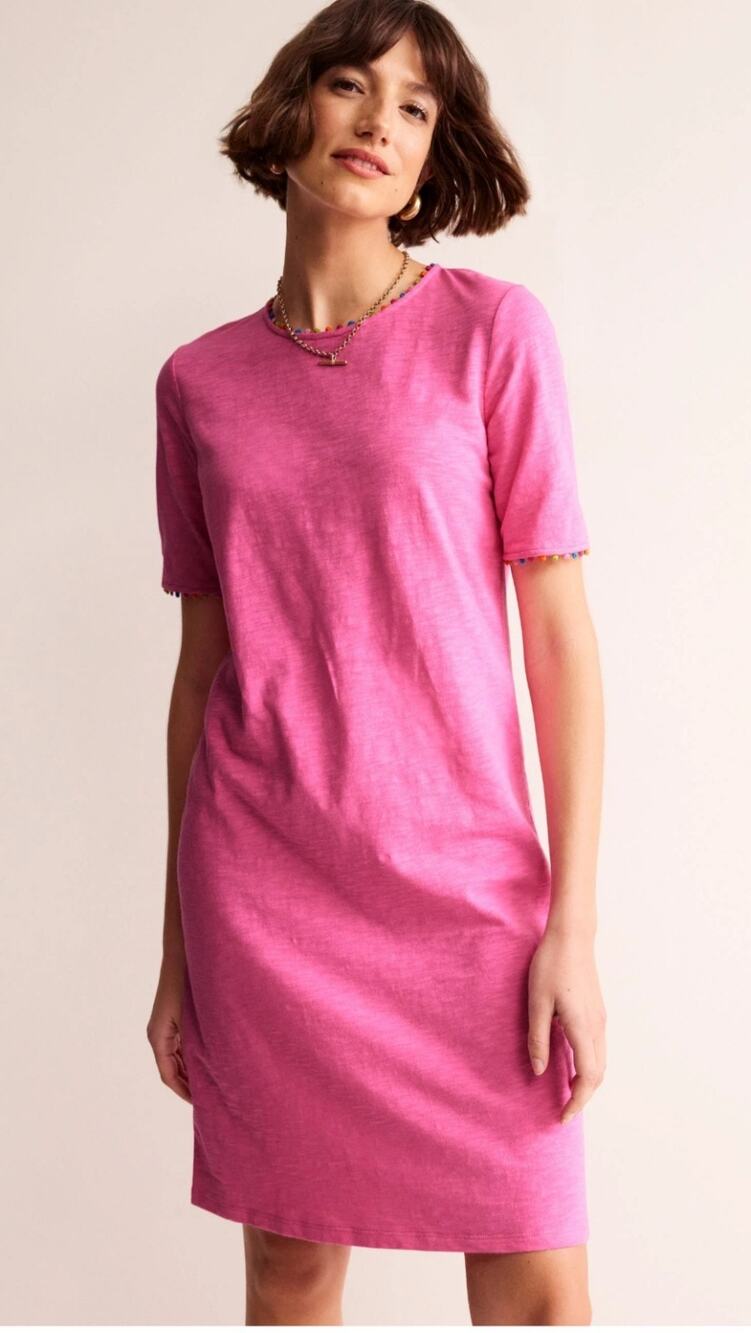 Boden Ali Pom Pink Cotton Mini Shirt Dress US 2